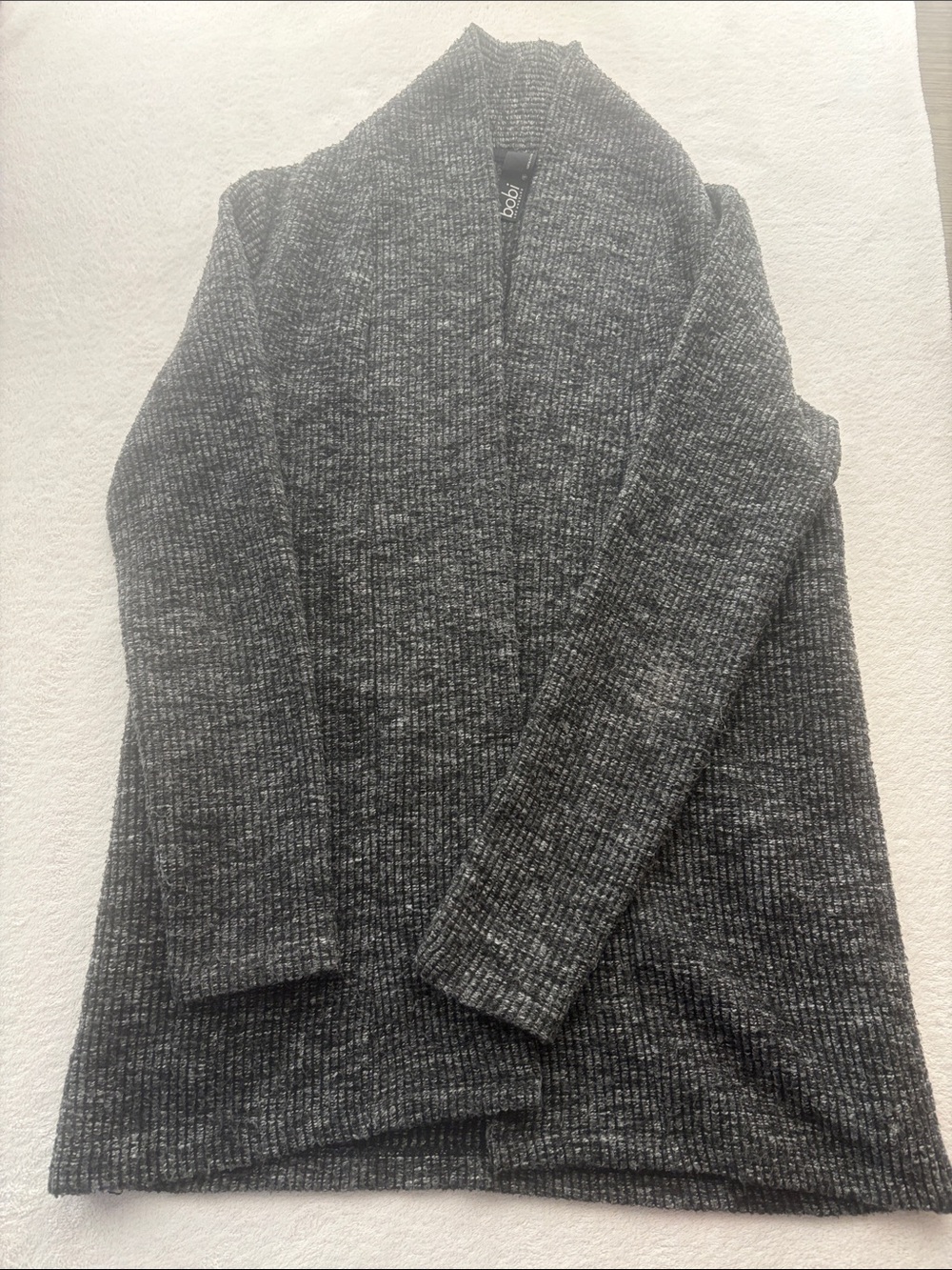 bobi Heathered Charcoal Open Ribbed Cardigan